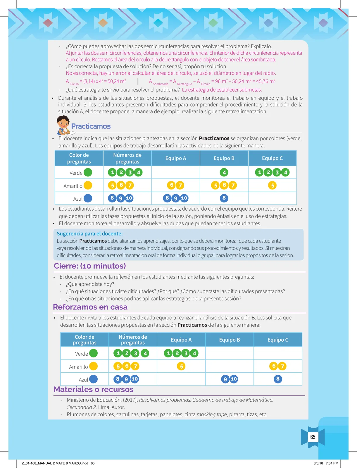 Página 67 de Resolvamos problemas 2 : manual para el docente 2018 · 2018