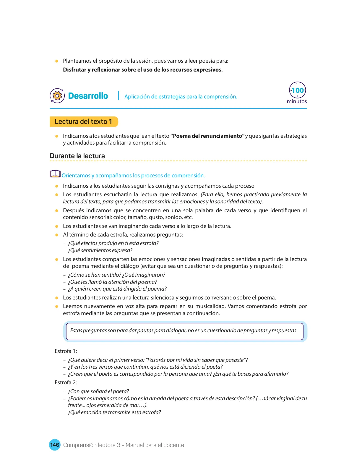 Miniatura página 148 de Comprensión lectora : manual para el docente de tercer grado de Secundaria 2018 · 2018