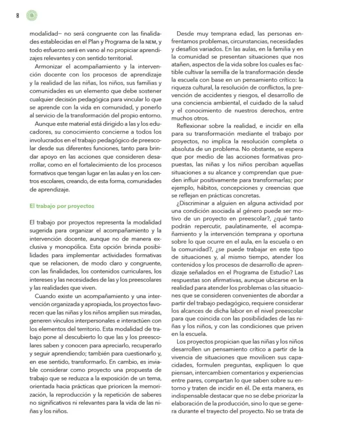 Página 9 de Modalidades de trabajo para la acción transformadora y el codiseño Libro de Educación Preescolar Grado 1°, 2°, 3° Ciclo Escolar 2025 - 2026