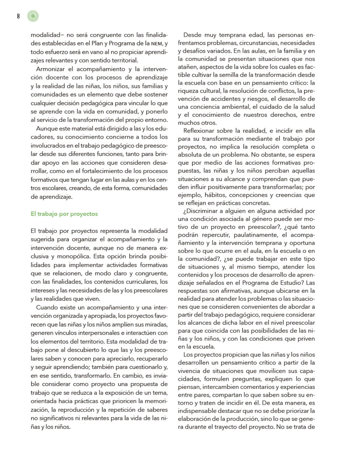 Miniatura página 9 de Modalidades de trabajo para la acción transformadora y el codiseño  Libro de Educación Preescolar Grado 1°, 2°, 3°  Ciclo Escolar 2025 - 2026