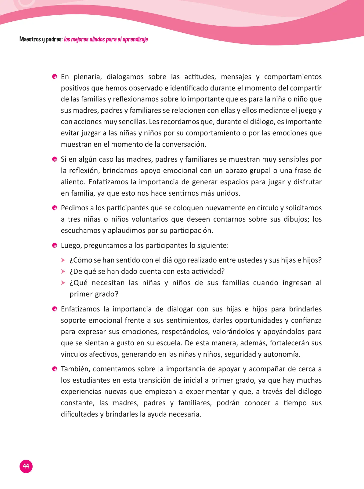Página 46 de Guía para el trabajo docente con las familias del ciclo III de Primaria · 2016
