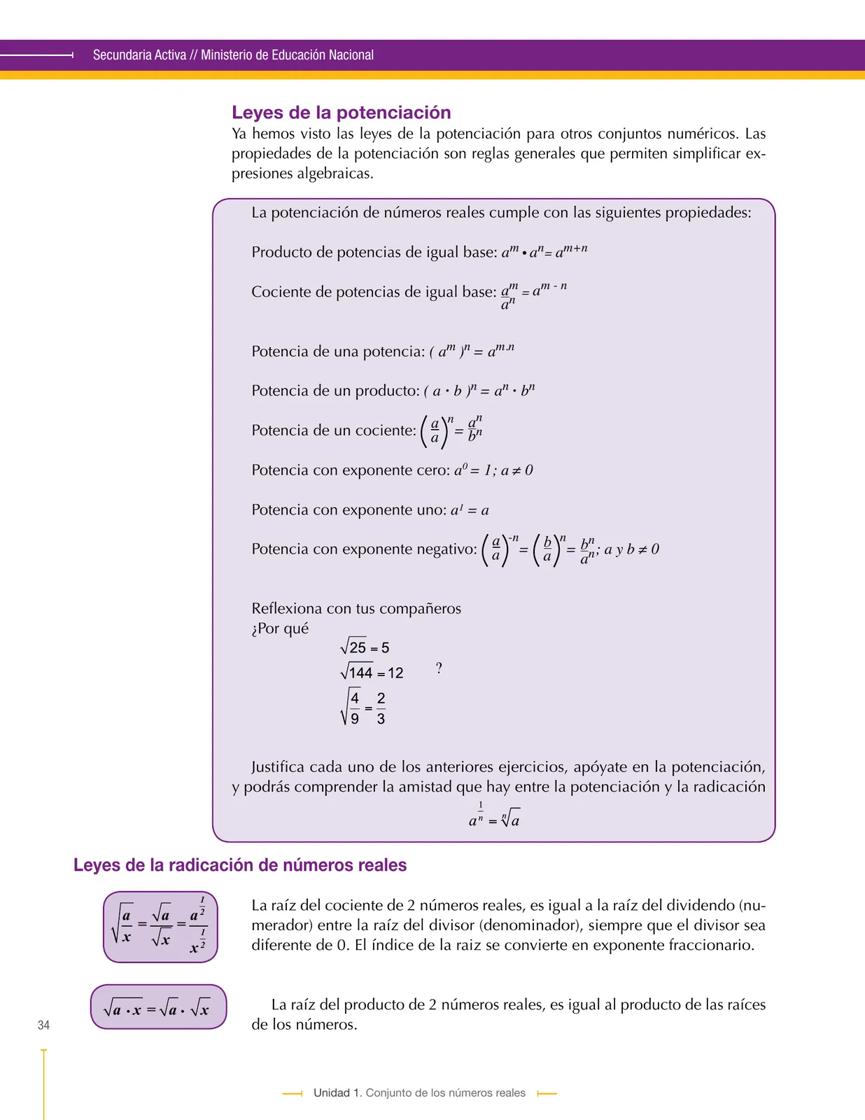 Página 34 de Matematica 9° · Secundaria Activa