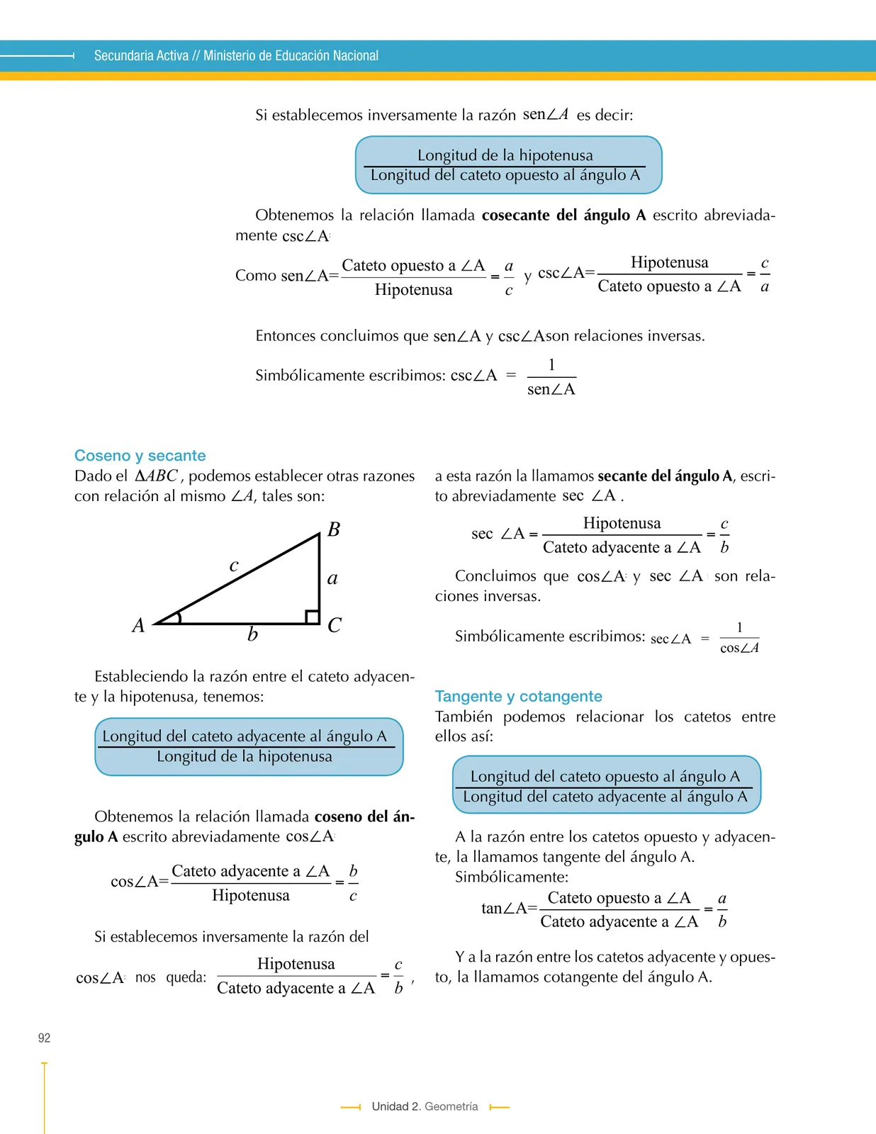 Miniatura página 92 de Matematica 9° · Secundaria Activa