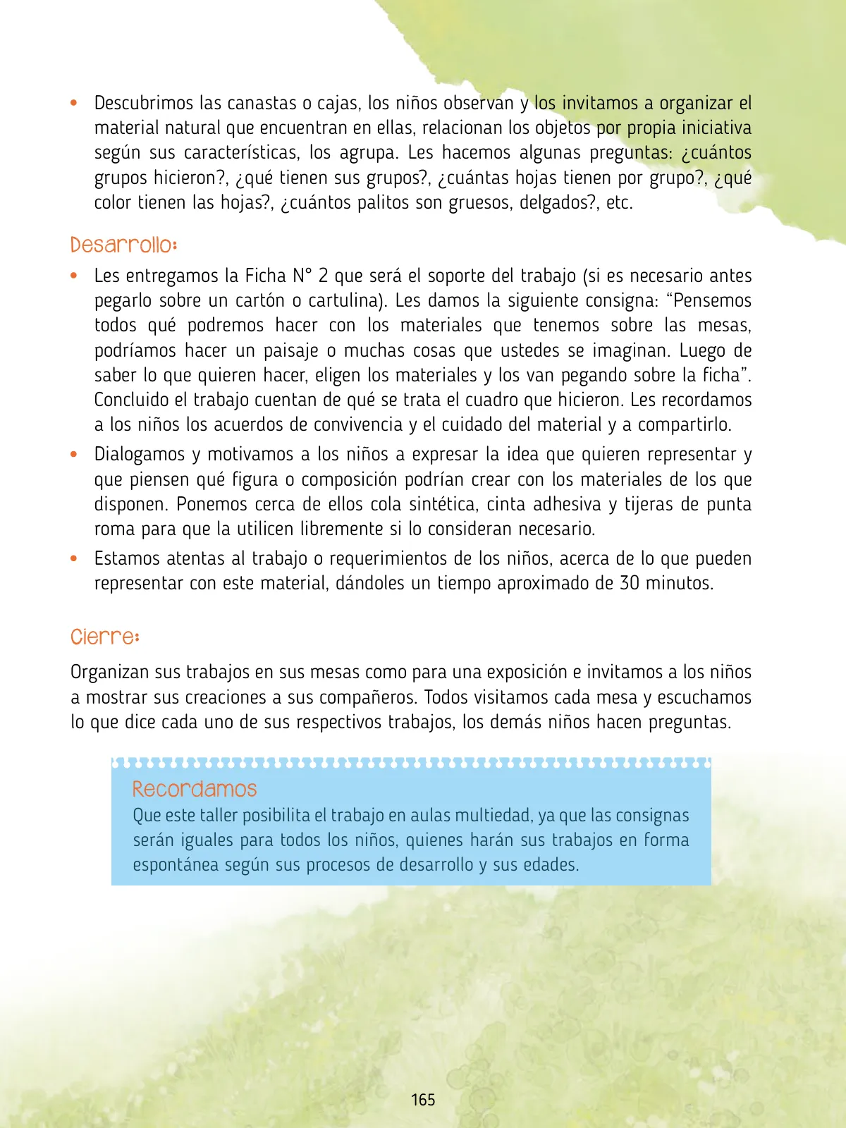 Miniatura página 167 de Agenda pedagógica 2017-2018 para docentes de II Ciclo de Instituciones de nivel de Educación Inicial · 2017