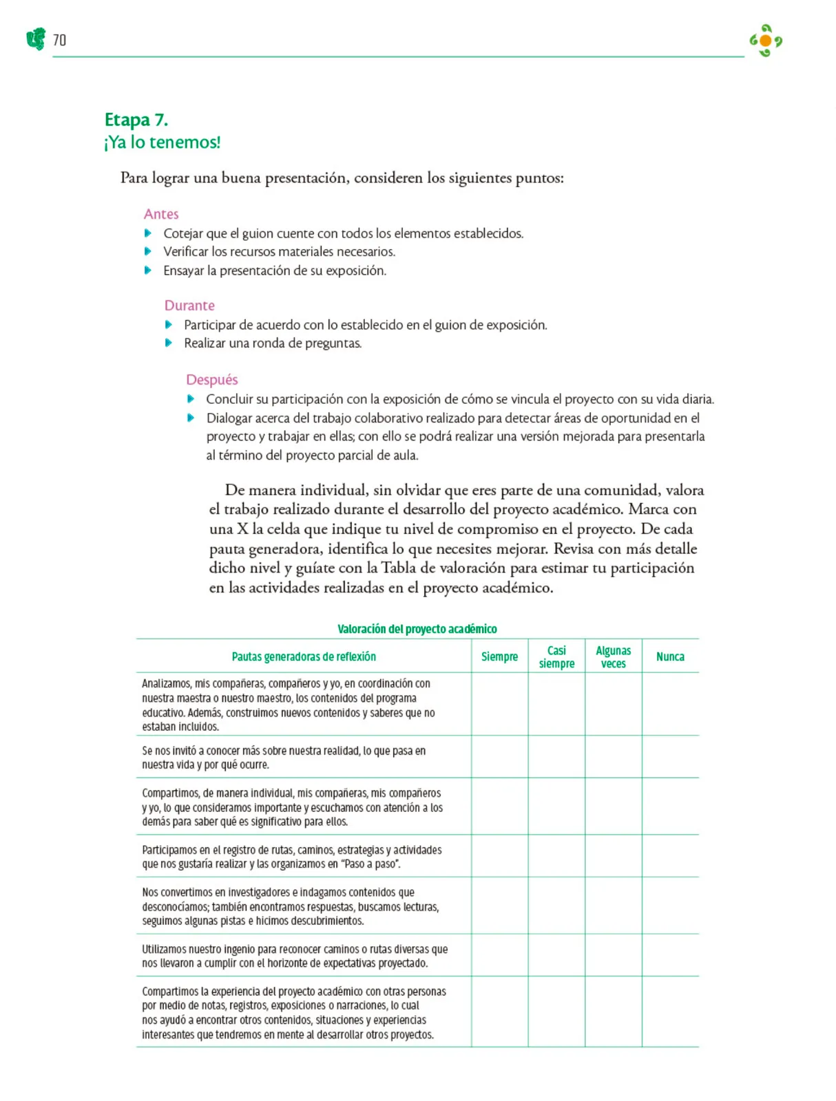 Página 71 de Colección Ximhai. Nuestro libro de Proyectos. Tomo III. Libro de Educación Telesecundaria Grado 1° Ciclo Escolar 2025 - 2026