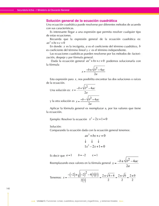 Página 140 de Matematica 9° · Secundaria Activa