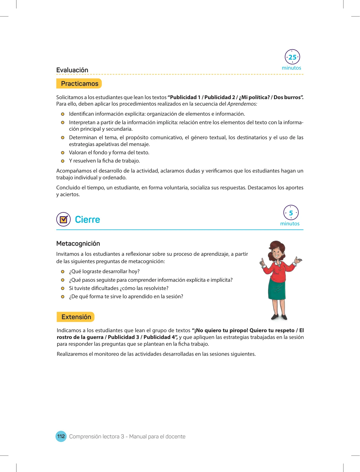 Página 114 de Comprensión lectora 3 : manual para el docente de tercer grado de Secundaria · 2017