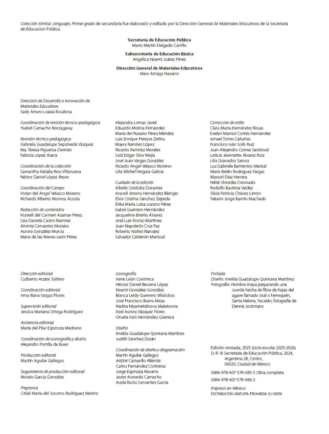 Página 3 de Colección Ximhai. Lenguajes. Libro de Educación Secundaria Grado 1° Ciclo Escolar 2025 - 2026