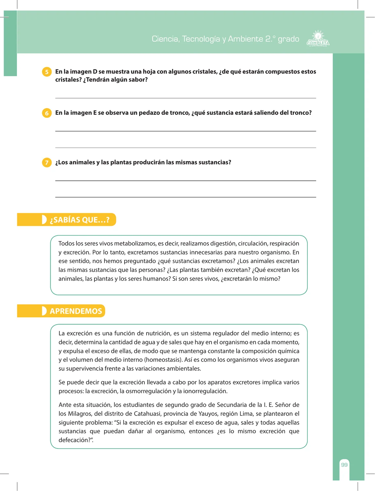 Miniatura página 99 de Ciencia, Tecnología y Ambiente 2 : cuaderno de reforzamiento pedagógico - JEC · 2016
