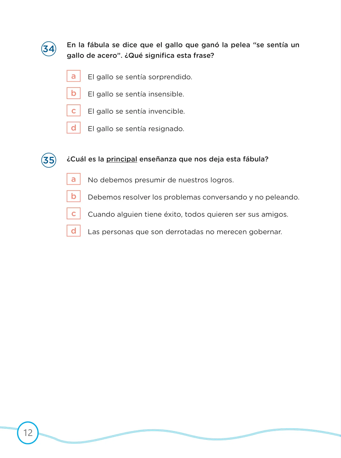 Miniatura página 12 de Kit de evaluación Entrada 2 Demostrando lo que aprendimos : Comunicación, primer trimestre, ﻿Cuarto grado - Primaria · 2019