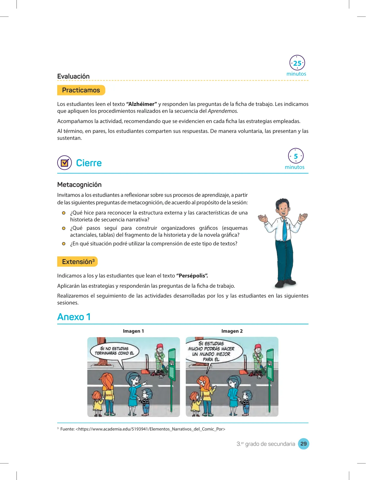 Página 31 de Comprensión lectora 3 : manual para el docente de tercer grado de Secundaria · 2017