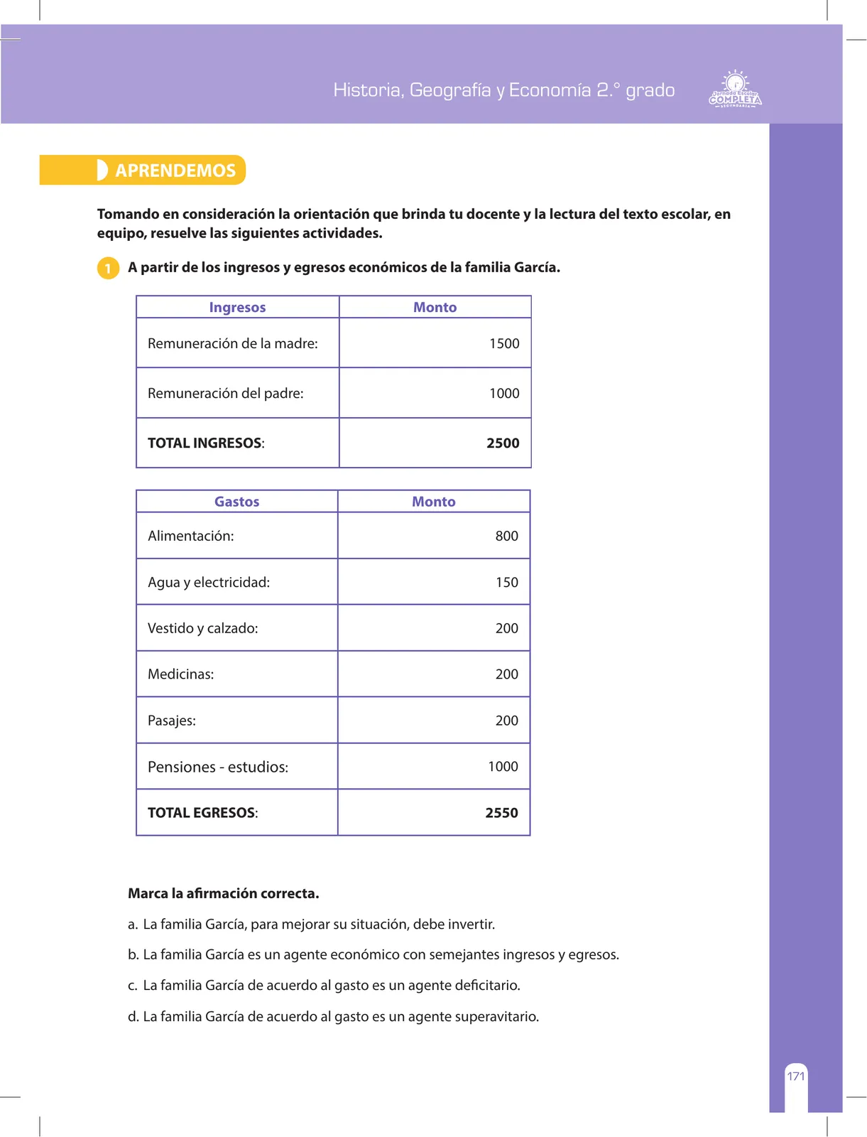 Página 171 de Historia, Geografía y Economía 2 : cuaderno de reforzamiento pedagógico - JEC ﻿ · 2016