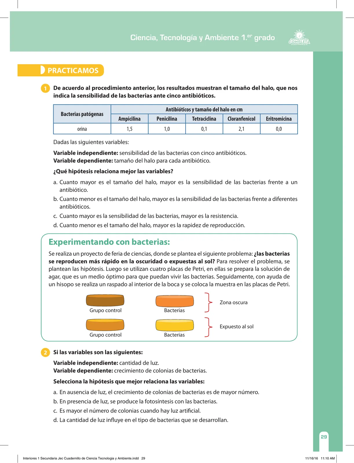 Miniatura página 29 de Ciencia, Tecnología y Ambiente 1. Cuaderno de reforzamiento pedagógico - JEC · 2016