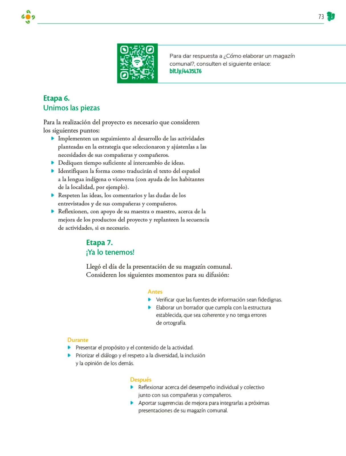 Página 74 de Colección Sk´asolil. Nuestro libro de Proyectos. Tomo III. Libro de Educación Telesecundaria Grado 2° Ciclo Escolar 2025 - 2026