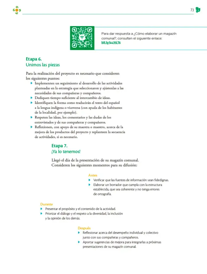 Página 74 de Colección Sk´asolil. Nuestro libro de Proyectos. Tomo III. Libro de Educación Telesecundaria Grado 2° Ciclo Escolar 2025 - 2026