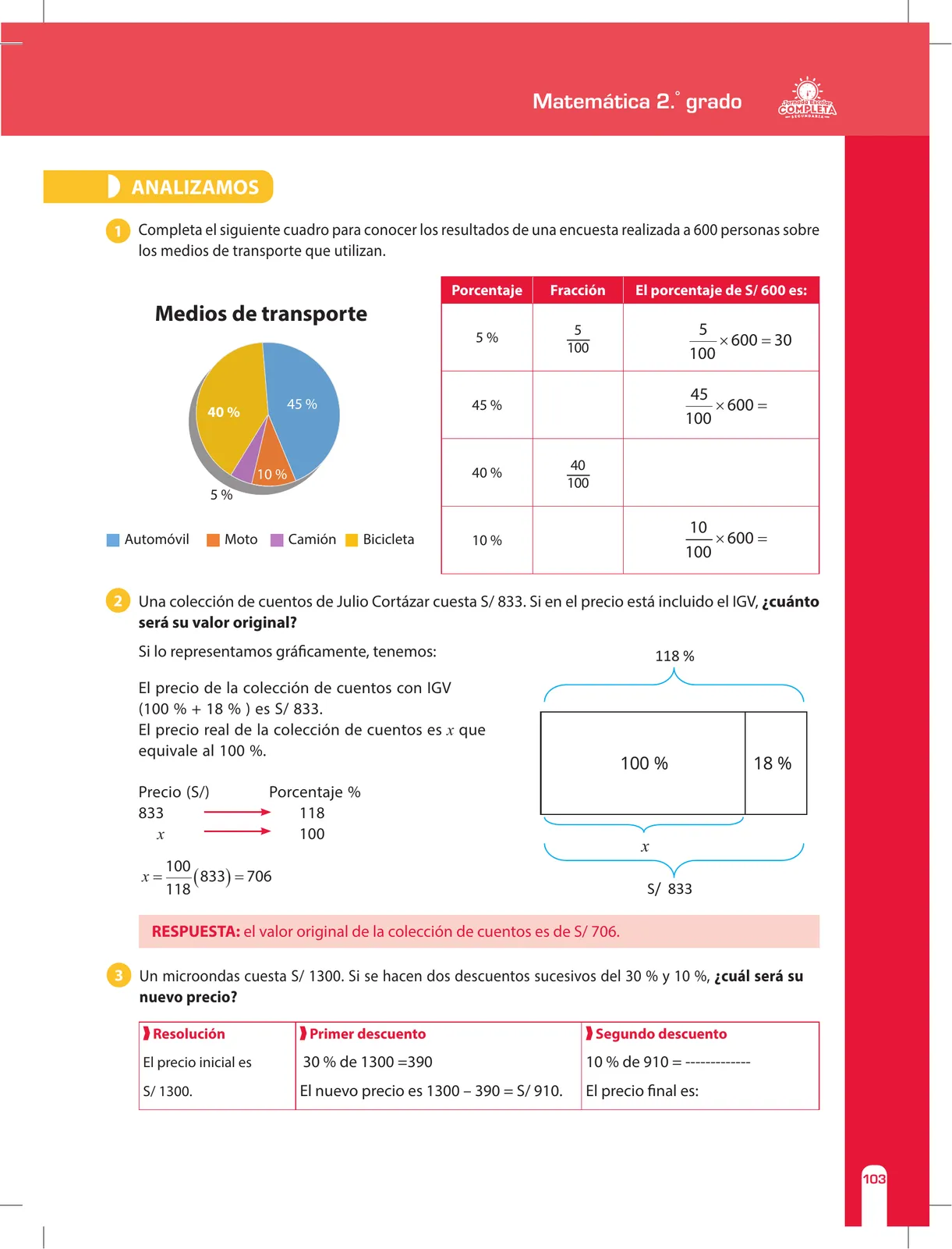 Página 103 de Matemática 2 : cuaderno de reforzamiento pedagógico - JEC · 2016