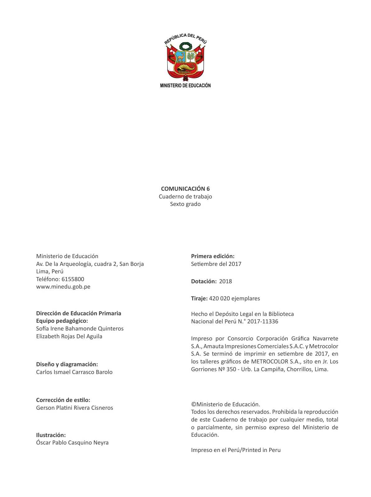Página 3 de Comunicación 6 : cuaderno de trabajo para sexto grado de Educación Primaria 2019 · 2019