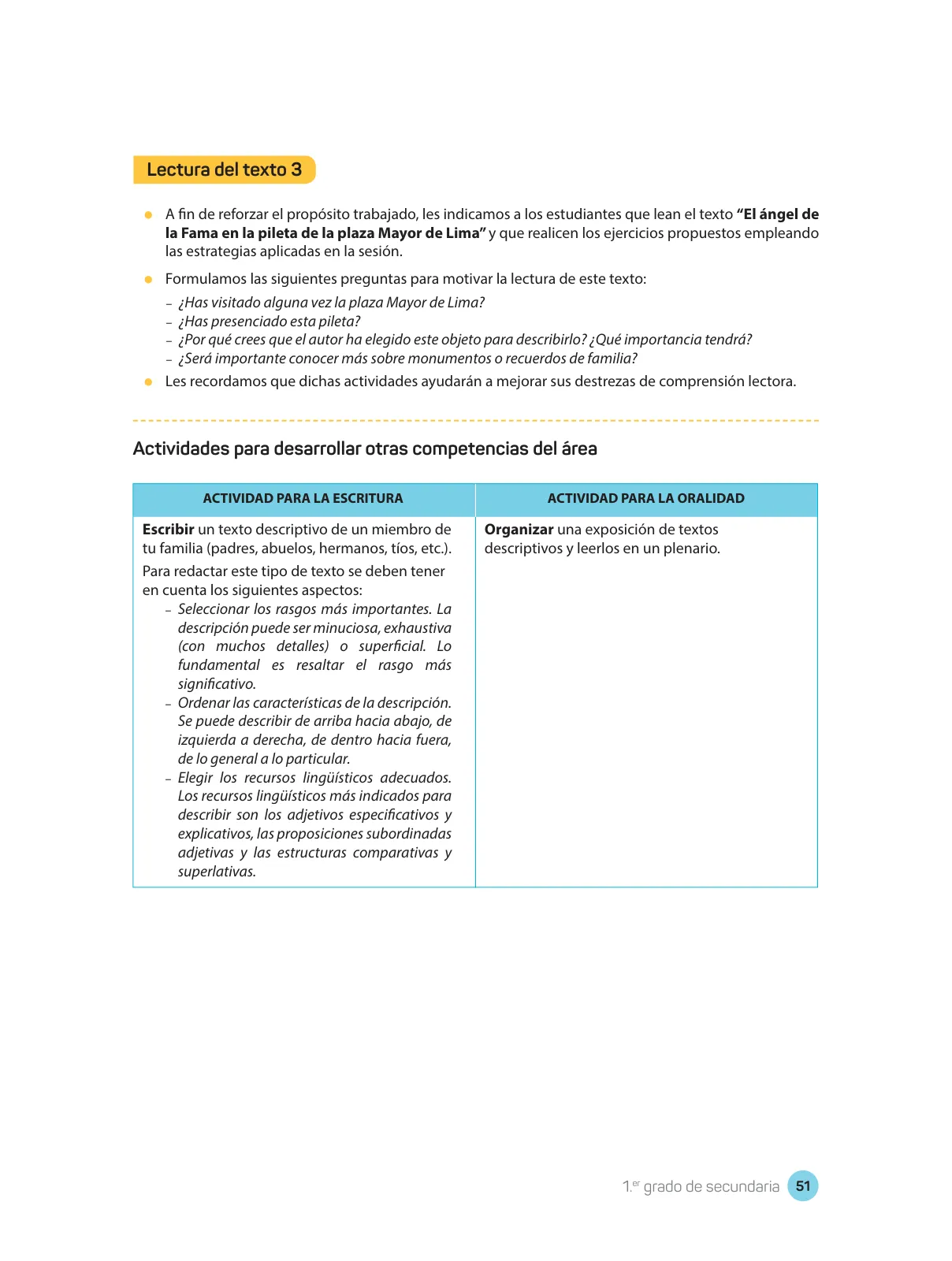 Miniatura página 53 de Comprensión lectora : manual para el docente de primer grado de Secundaria 2018 · 2018