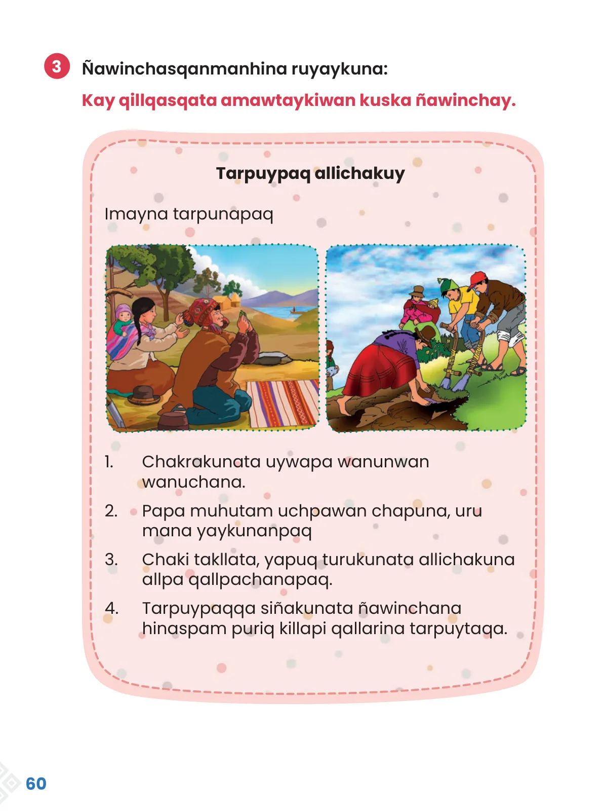 Página 62 de Ñawinchana Maytu 2 Quechua - Chanka. Texto de Comunicación del 2° Primaria - Quechua Chanka · 2023