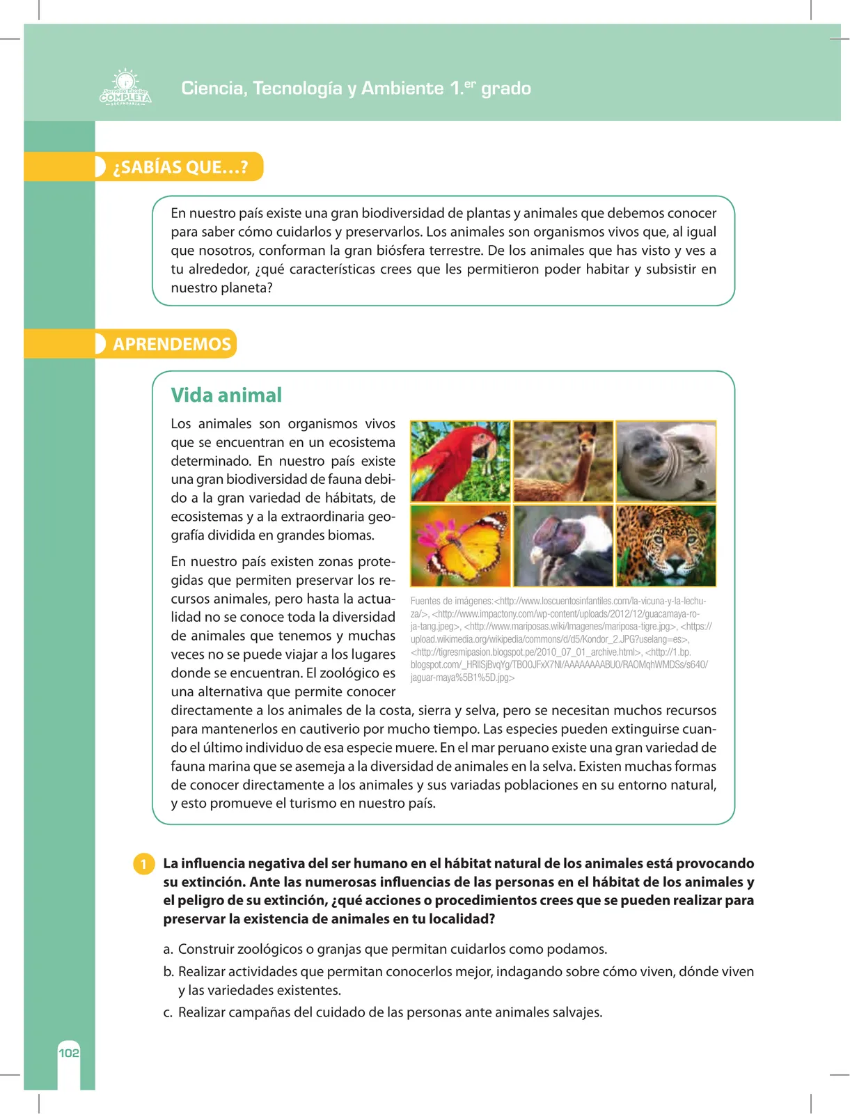 Página 102 de Ciencia, Tecnología y Ambiente 1. Cuaderno de reforzamiento pedagógico - JEC · 2016