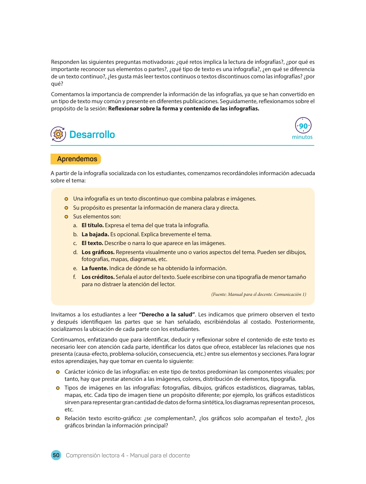 Miniatura página 52 de Comprensión lectora 4 : manual para el docente de cuarto grado de Secundaria · 2017