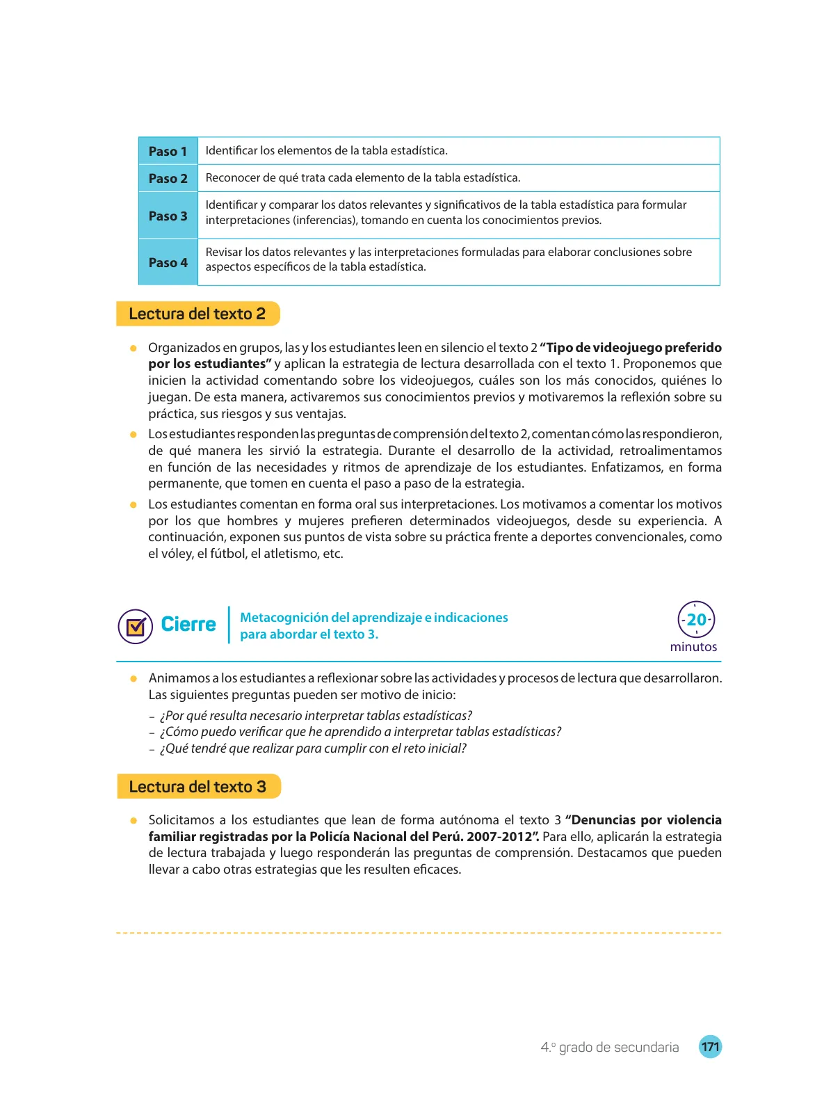 Miniatura página 173 de Comprensión lectora : manual para el docente de cuarto grado de Secundaria 2018 · 2018