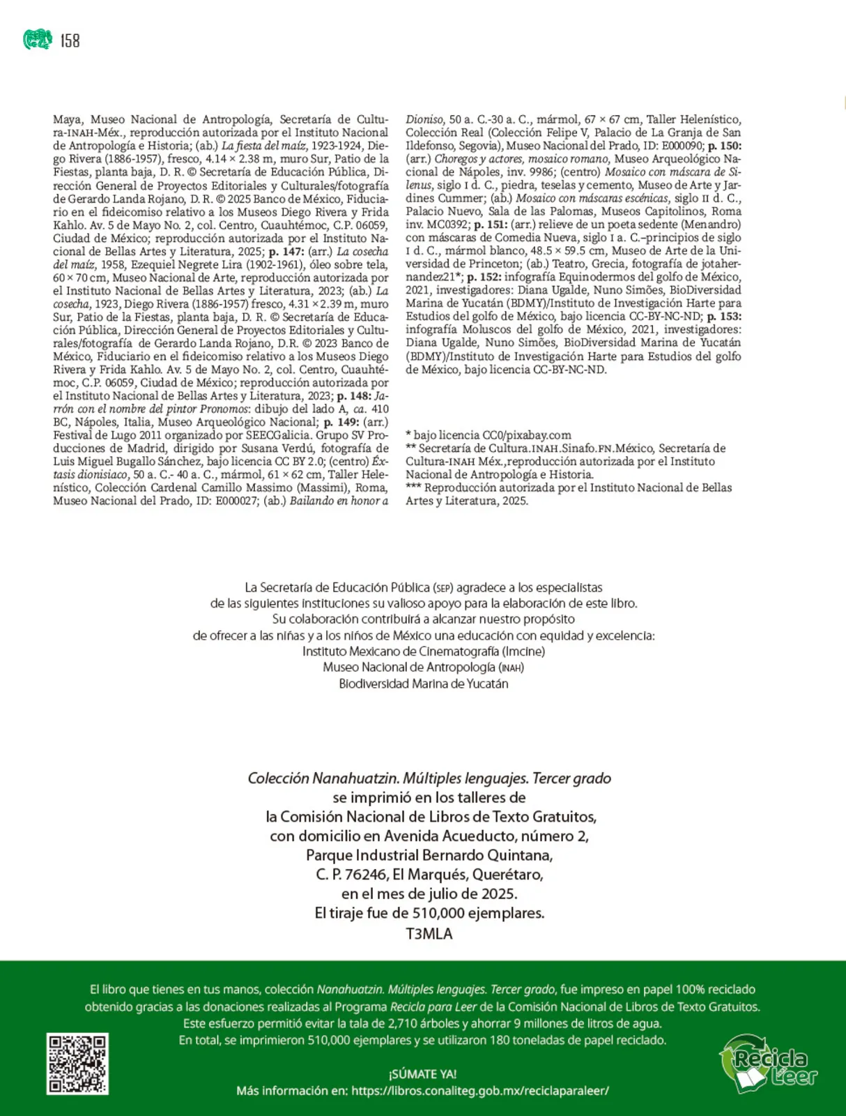 Página 159 de Colección Nanahuatzin. Múltiples lenguajes. Libro de Educación Telesecundaria Grado 3° Ciclo Escolar 2025 - 2026