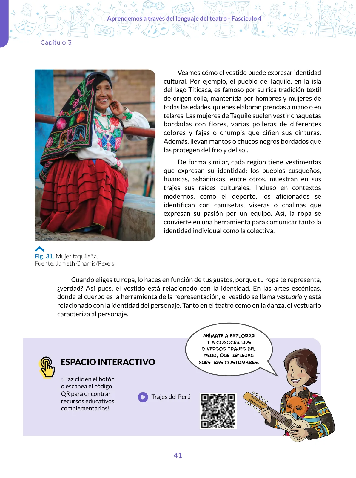 Página 41 de Aprendemos a través del lenguaje del teatro Fascículo 4 para estudiantes de Educación Secundaria · 2024