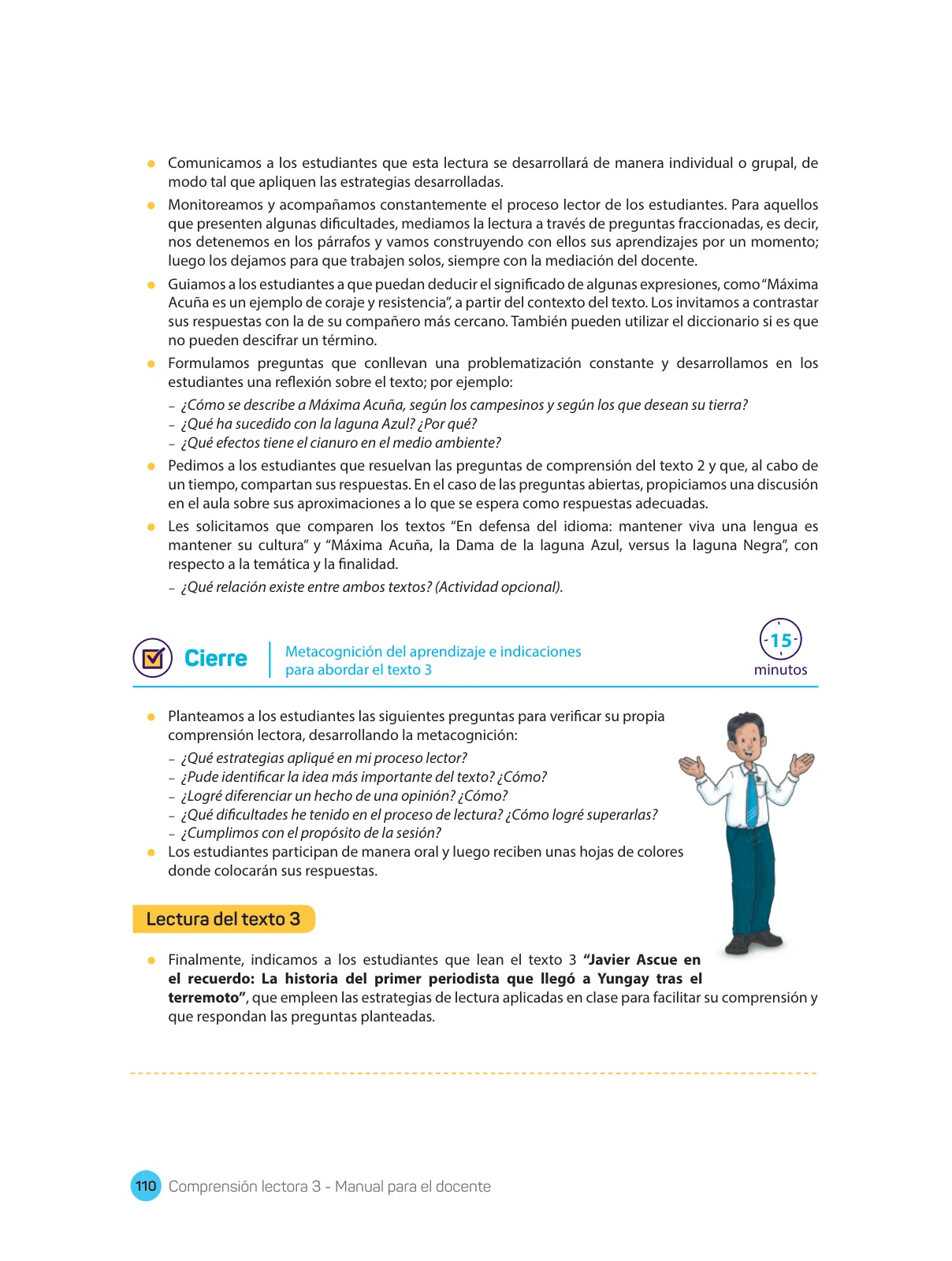 Página 112 de Comprensión lectora : manual para el docente de tercer grado de Secundaria 2018 · 2018