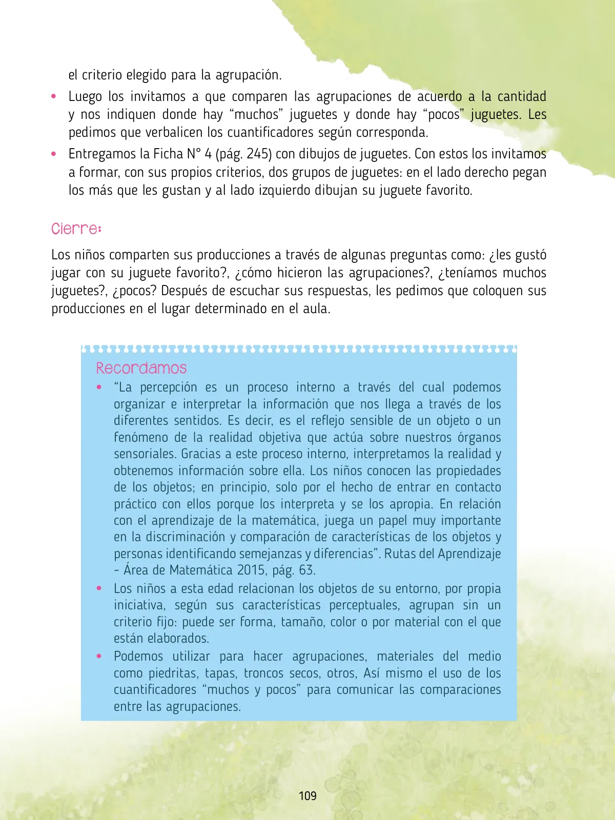 Página 111 de Agenda pedagógica 2017-2018 para docentes de II Ciclo de Instituciones de nivel de Educación Inicial · 2017