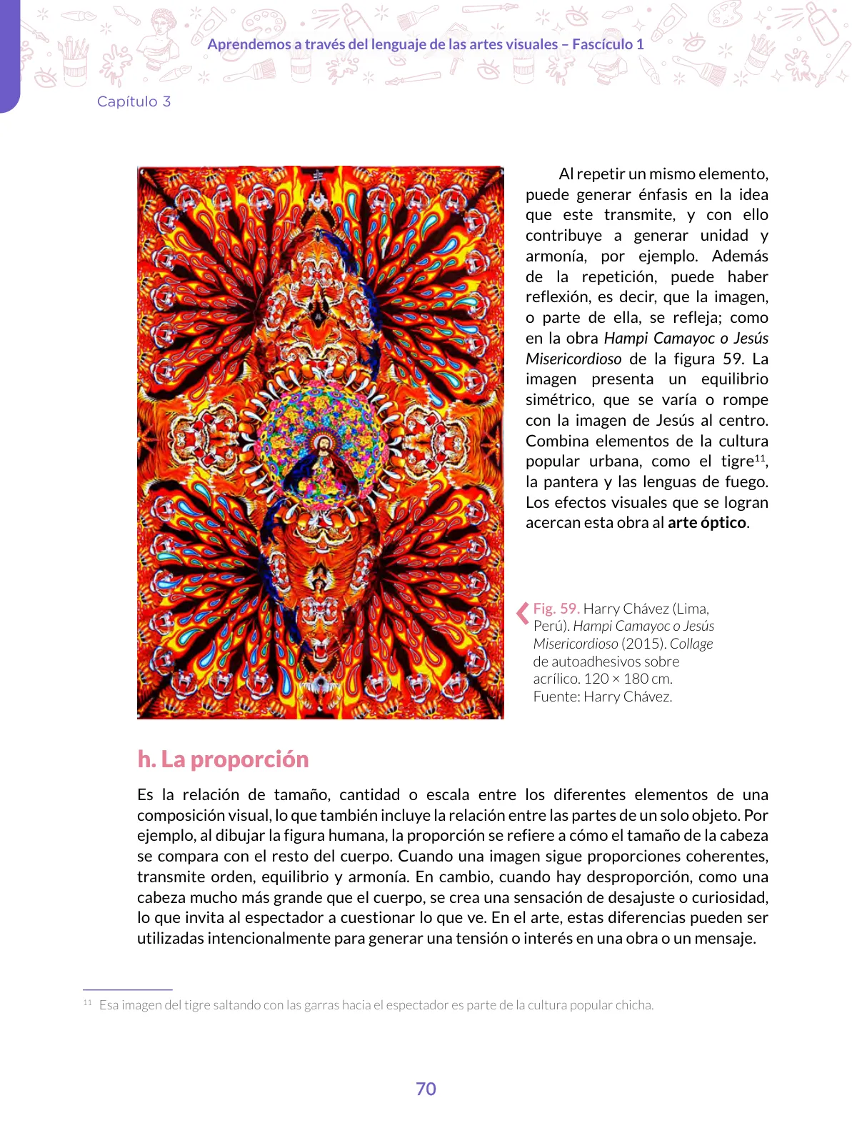 Página 70 de Aprendemos a través del lenguaje de las artes visuales Fascículo 1 para estudiantes de Educación Secundaria · 2024