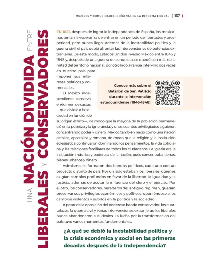 Página 138 de Historia del pueblo mexicano. Multigrado Libro de Educación Telesecundaria Grado 1° Ciclo Escolar 2025 - 2026