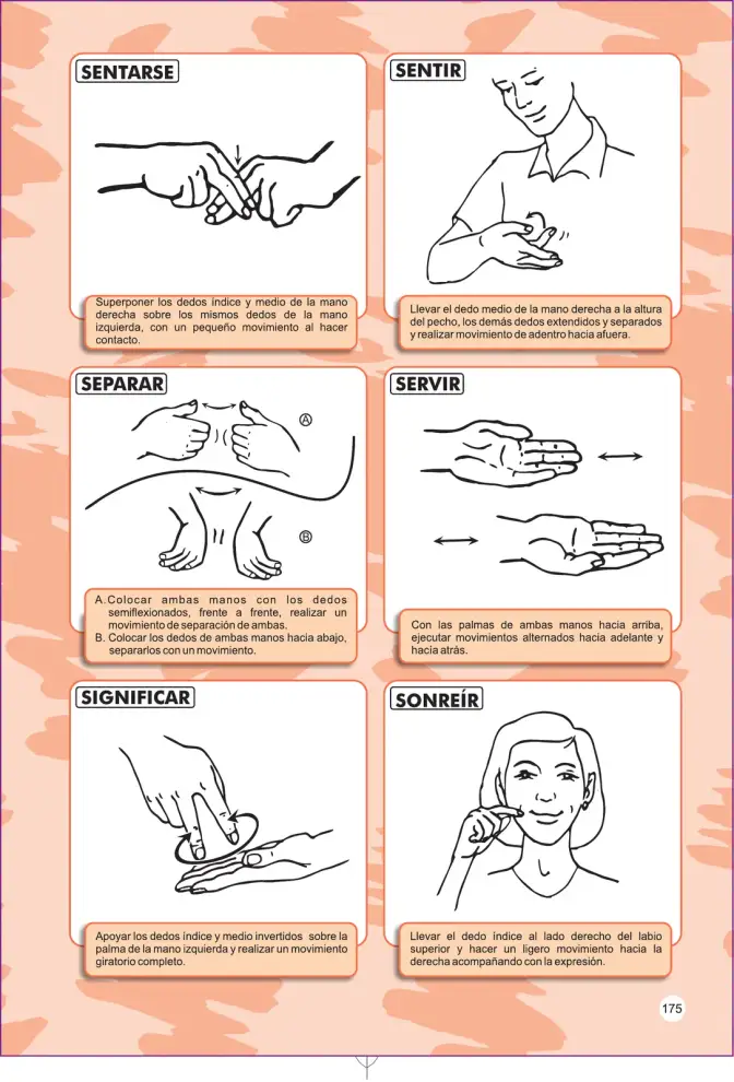 Página 175 de Lengua de señas peruana : guía para el aprendizaje de la lengua de señas peruana, vocabulario básico · 2015