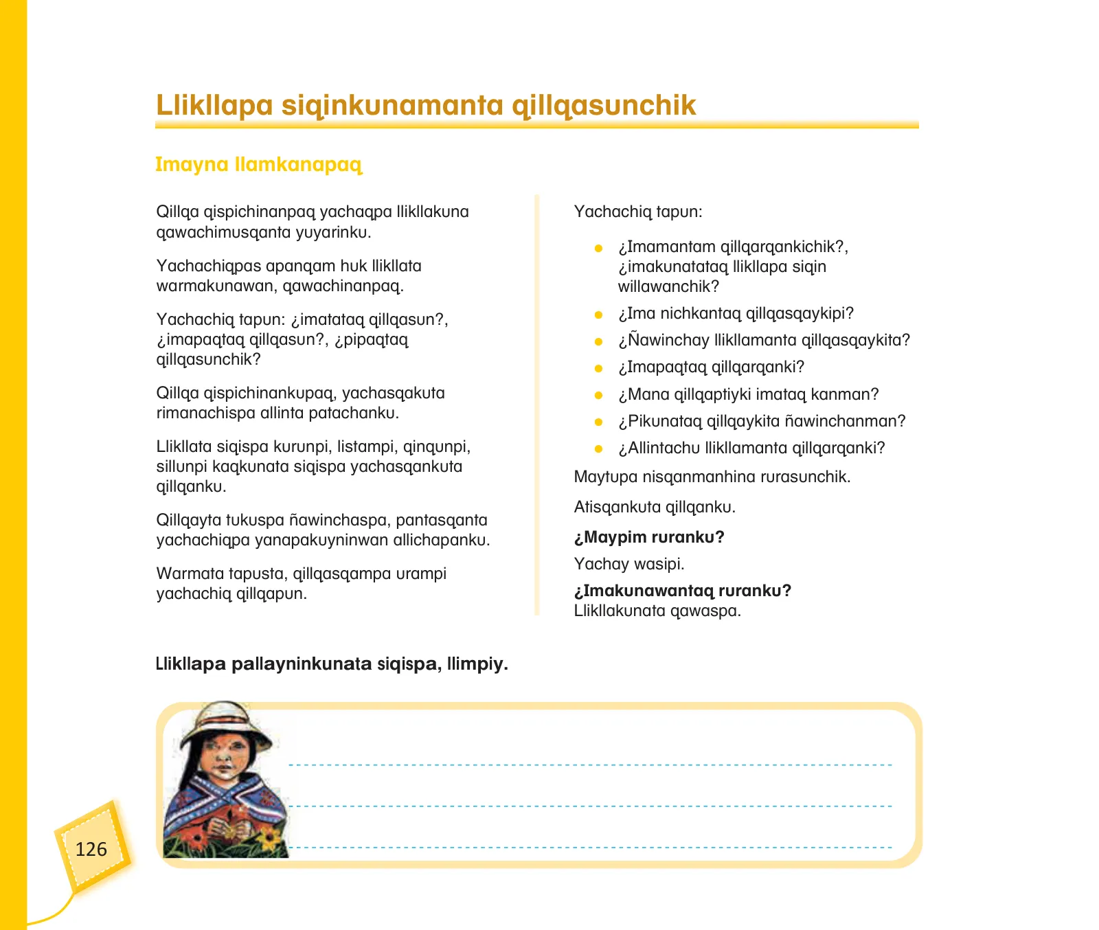 Página 128 de Kuska yachasunchik : cuaderno de trabajo y folder - inicial 4 años - Quechua chanka · 2020