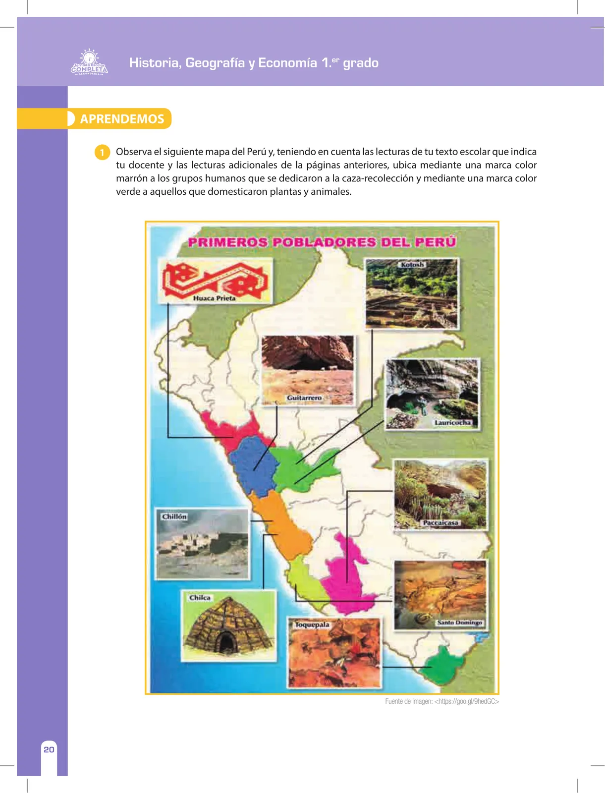 Miniatura página 20 de Historia, Geografía y Economía 1 : cuaderno de reforzamiento pedagógico - JEC · 2016