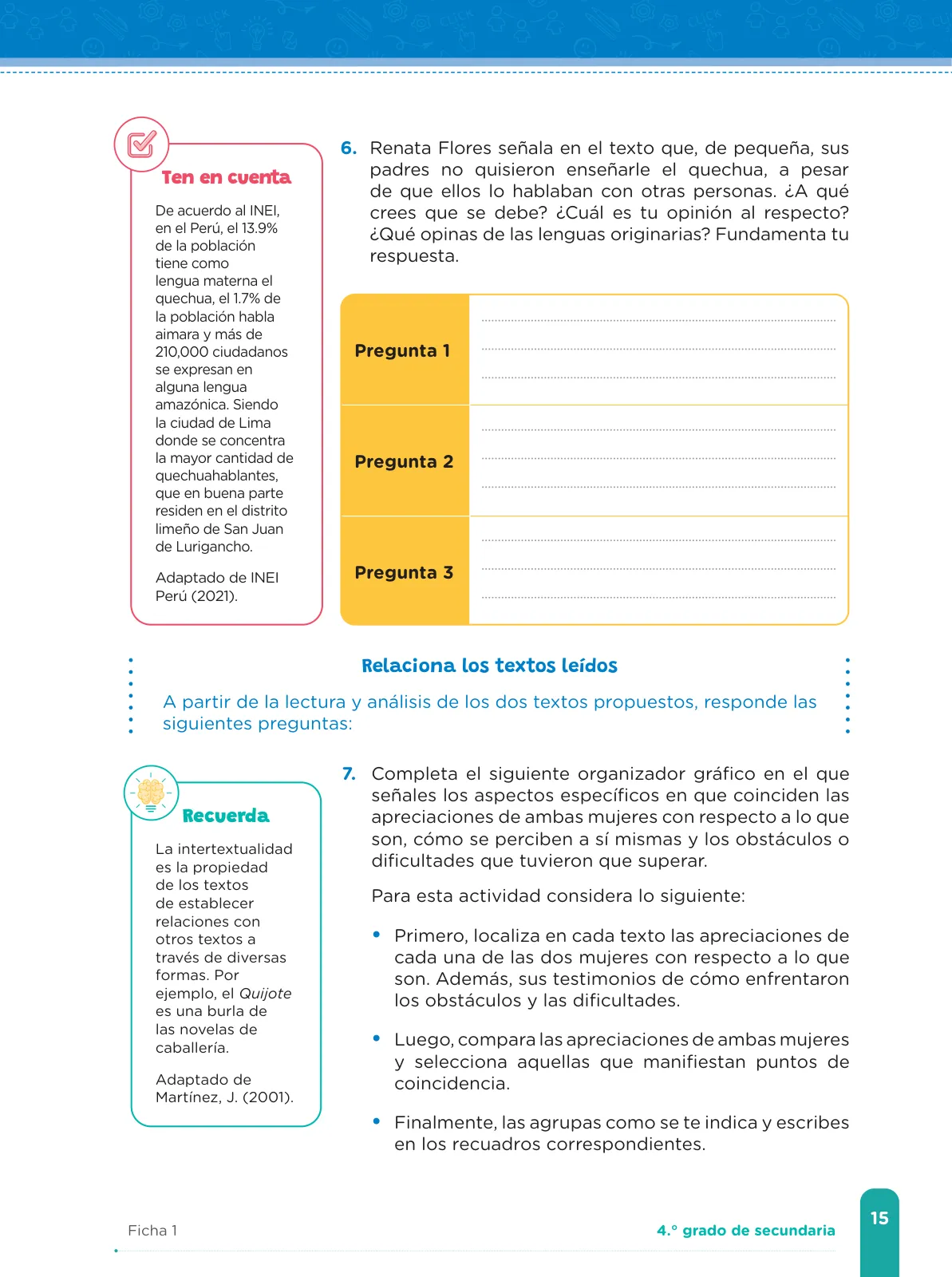 Miniatura página 17 de Fichas de aprendizaje de Comunicación 4 · 2024