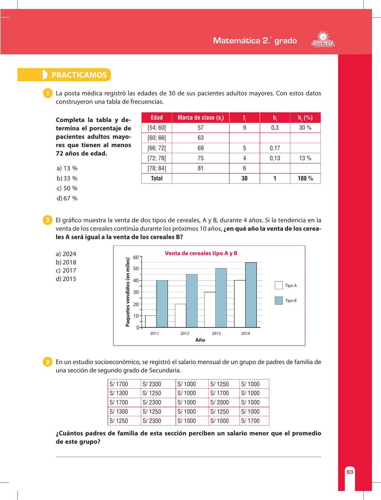 Página 93 de Matemática 2 : cuaderno de reforzamiento pedagógico - JEC · 2016
