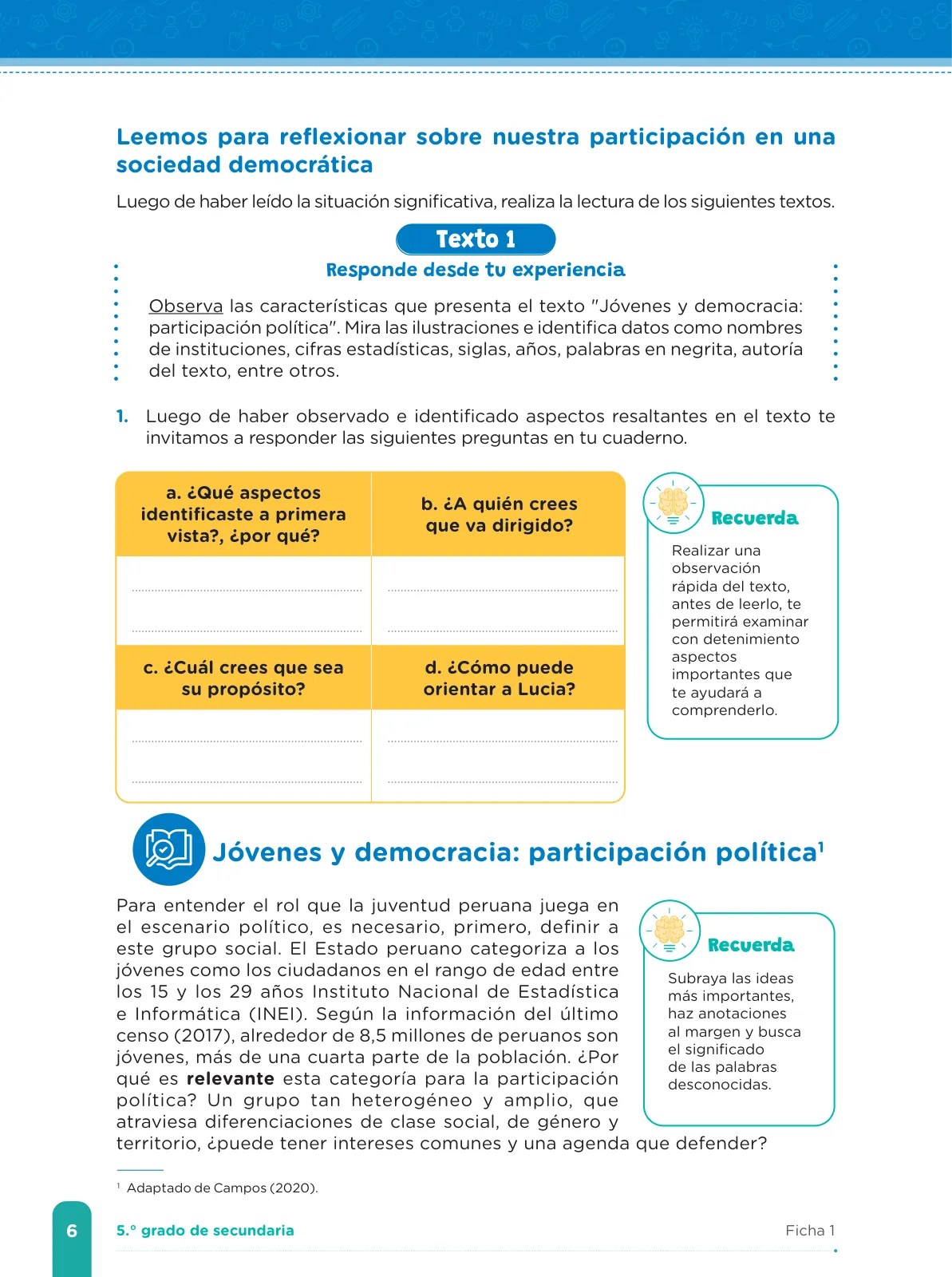 Página 8 de Fichas de aprendizaje de Comunicación 5 · 2024