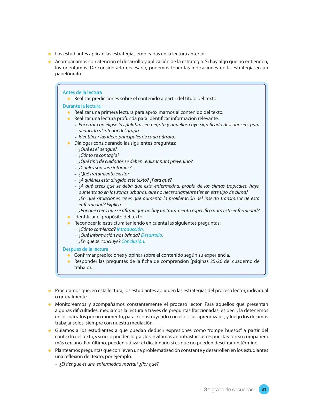 Miniatura página 23 de Comprensión lectora : manual para el docente de tercer grado de Secundaria 2018 · 2018