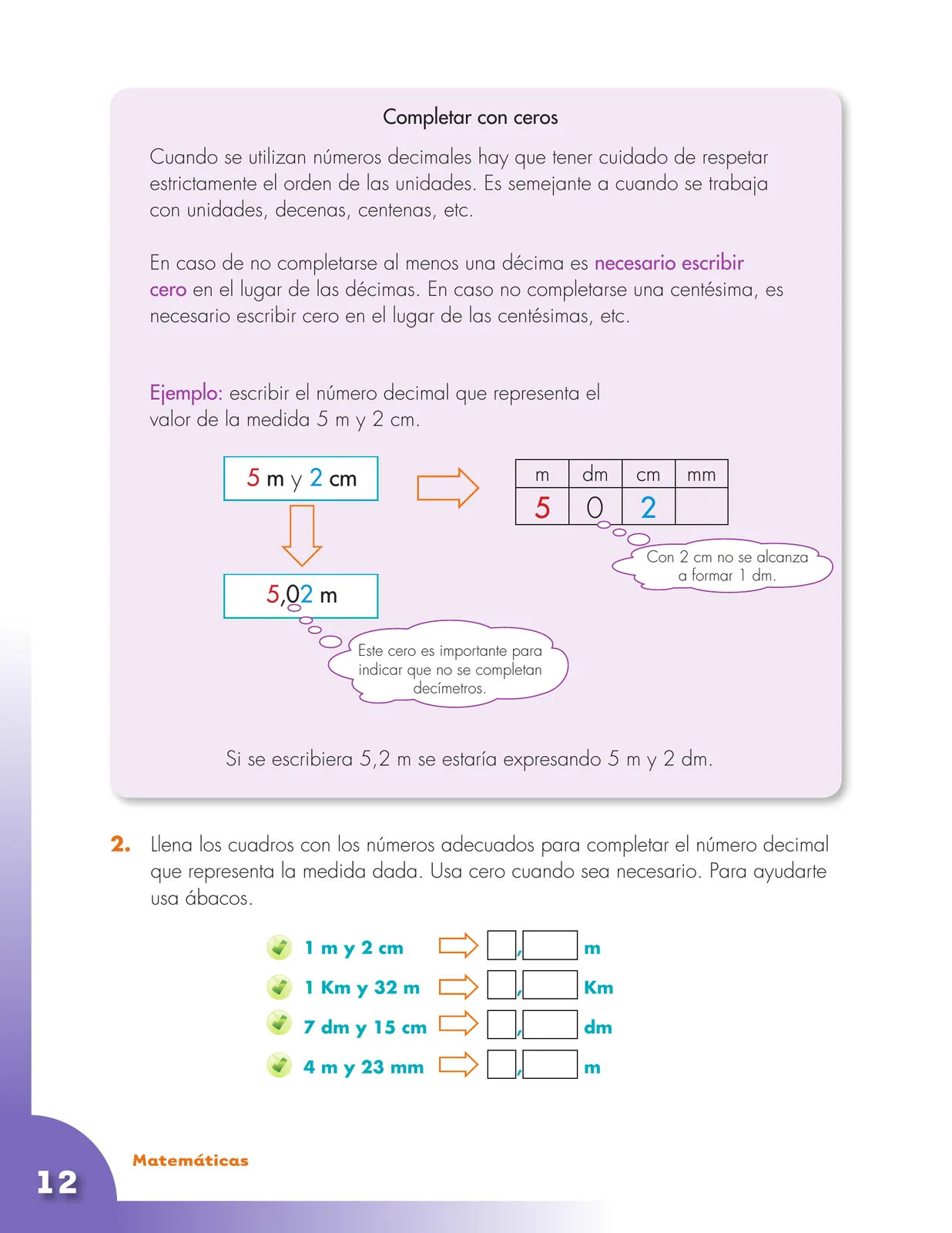 Miniatura página 12 de Matematica 4° · Cartilla 02