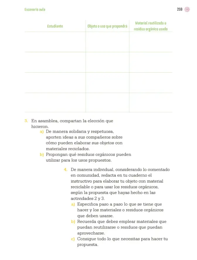 Página 262 de Proyectos de Aula. Libro de Educación Primaria Grado 3° Ciclo Escolar 2025 - 2026
