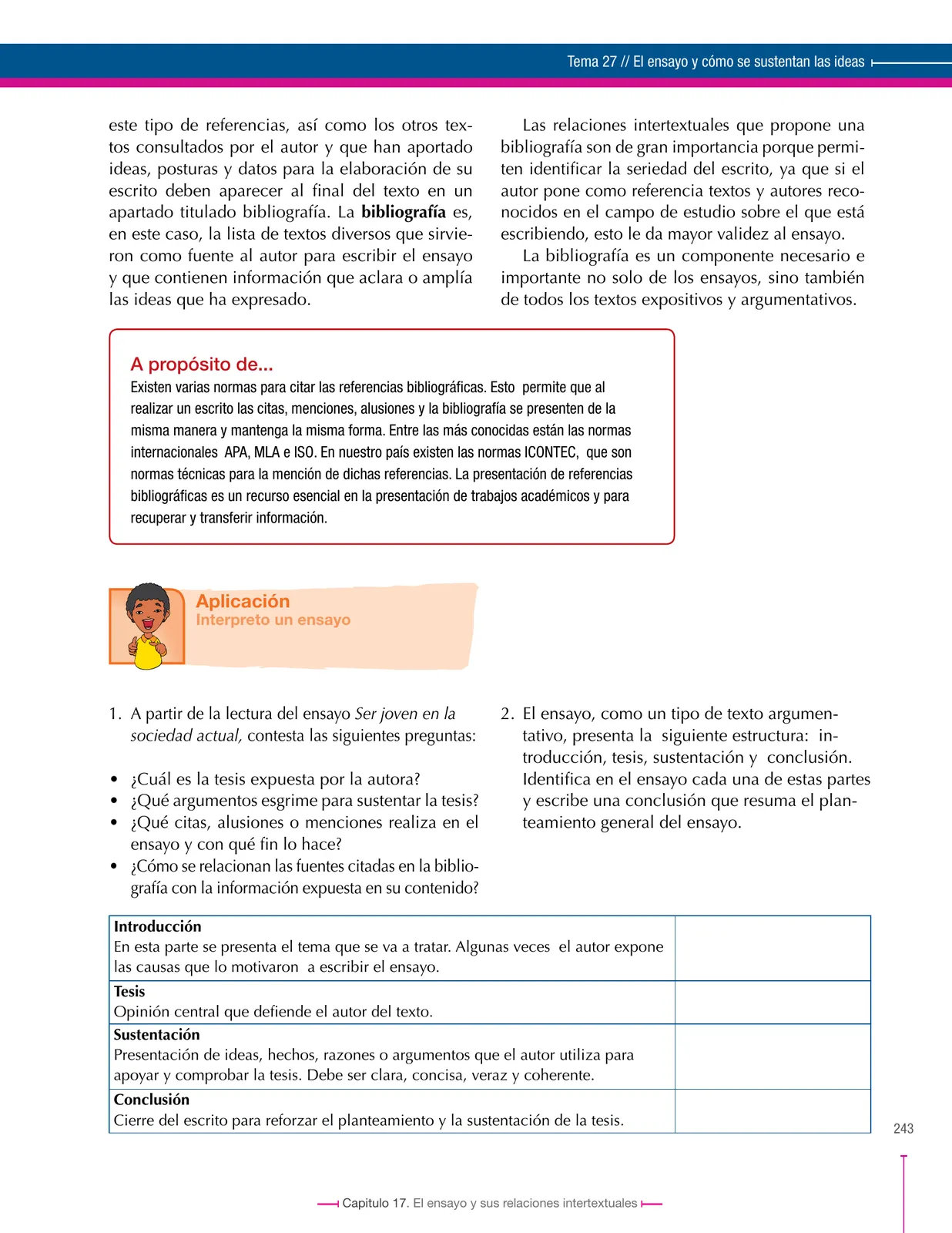 Página 243 de Lenguaje 9° · Secundaria Activa