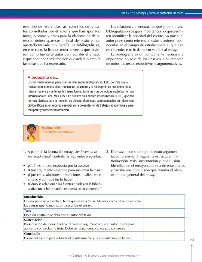 Página 243 de Lenguaje 9° · Secundaria Activa