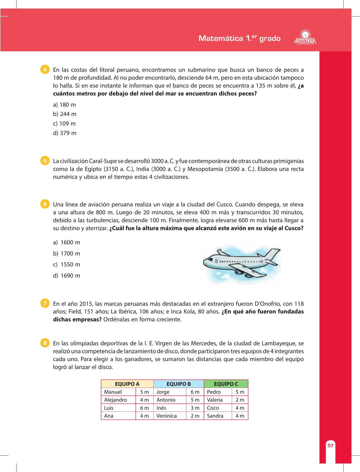 Miniatura página 57 de Matemática 1 : cuaderno de reforzamiento pedagógico - JEC · 2016