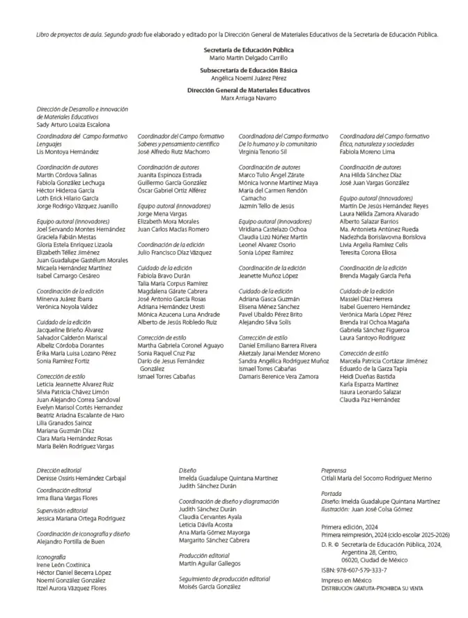 Página 3 de Proyectos de Aula. Libro de Educación Primaria Grado 2° Ciclo Escolar 2025 - 2026