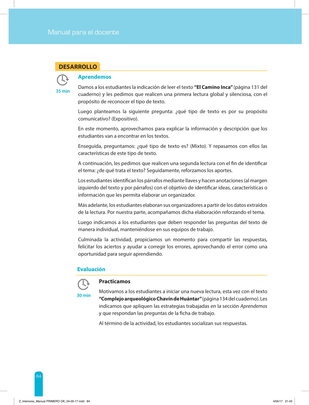 Miniatura página 86 de Comprensión lectora 1 : manual para el docente de primer grado de Secundaria · 2017