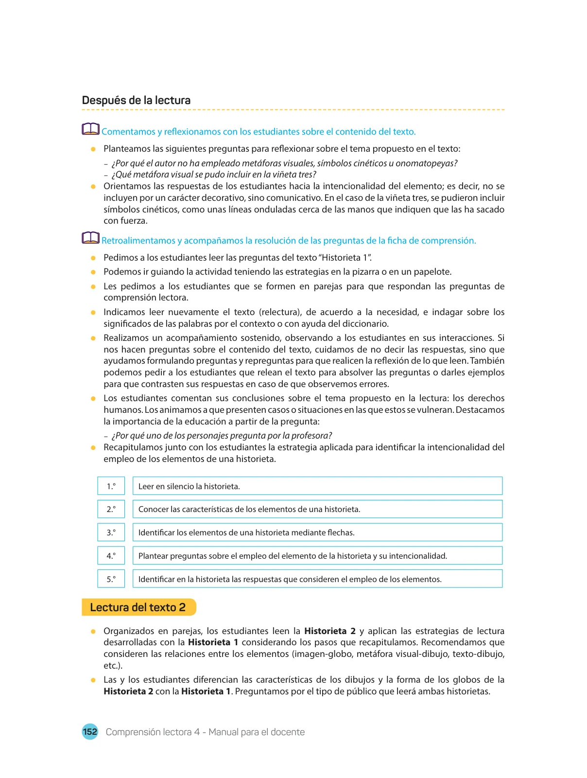 Miniatura página 154 de Comprensión lectora : manual para el docente de cuarto grado de Secundaria 2018 · 2018