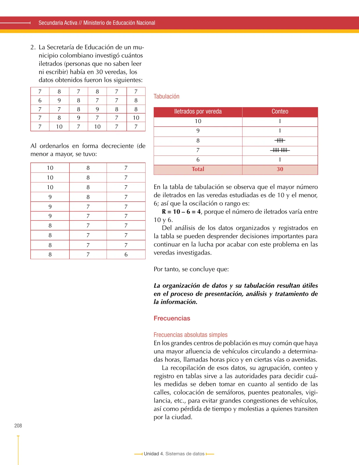 Página 208 de Matematica 6° · Secundaria Activa
