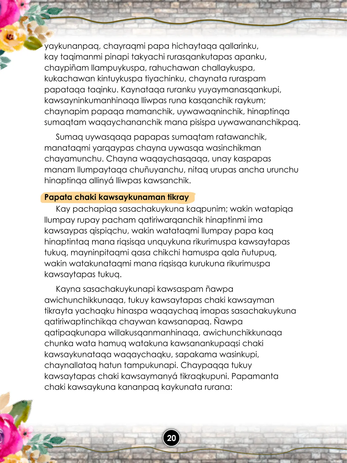 Página 22 de Llaqtanchikpa kawsayninkuna - Chanka : saberes de los pueblos - Comunicación y Ciencia y Tecnología quechua, variante Chanca · 2021
