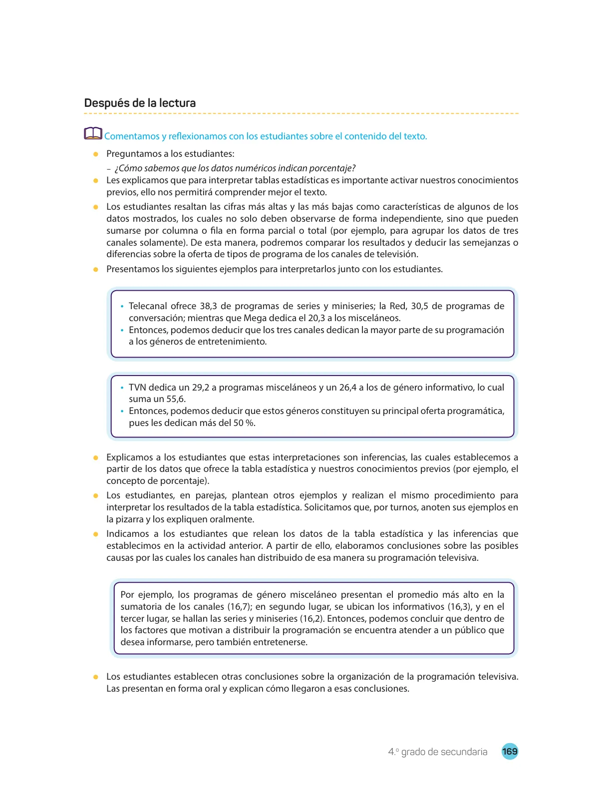 Miniatura página 171 de Comprensión lectora : manual para el docente de cuarto grado de Secundaria 2018 · 2018